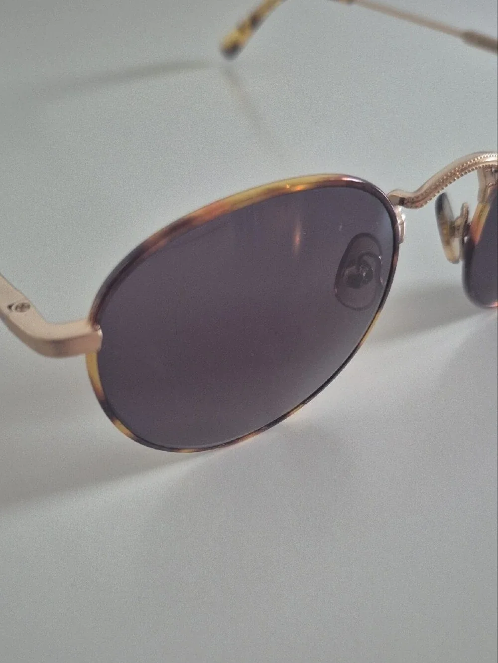 New Crap Eyewear - Round Light Tortoiseshell Frame Sunglasses with Gold Accents